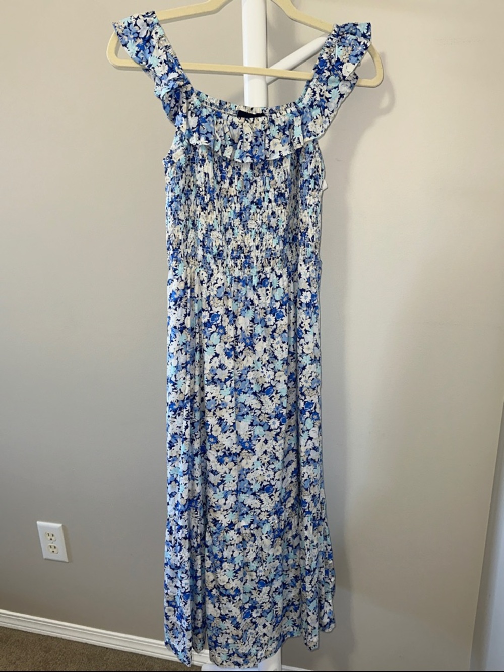 Gap Sleeveless Ruffle Floral Summer Maxi Dress Size Large